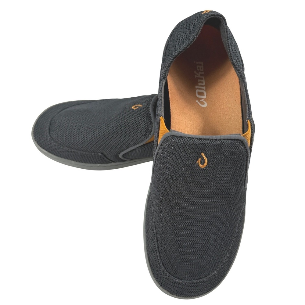 OluKai Nohea Mesh Charcoal Grey Slip On Loafers Shoes Mens 8